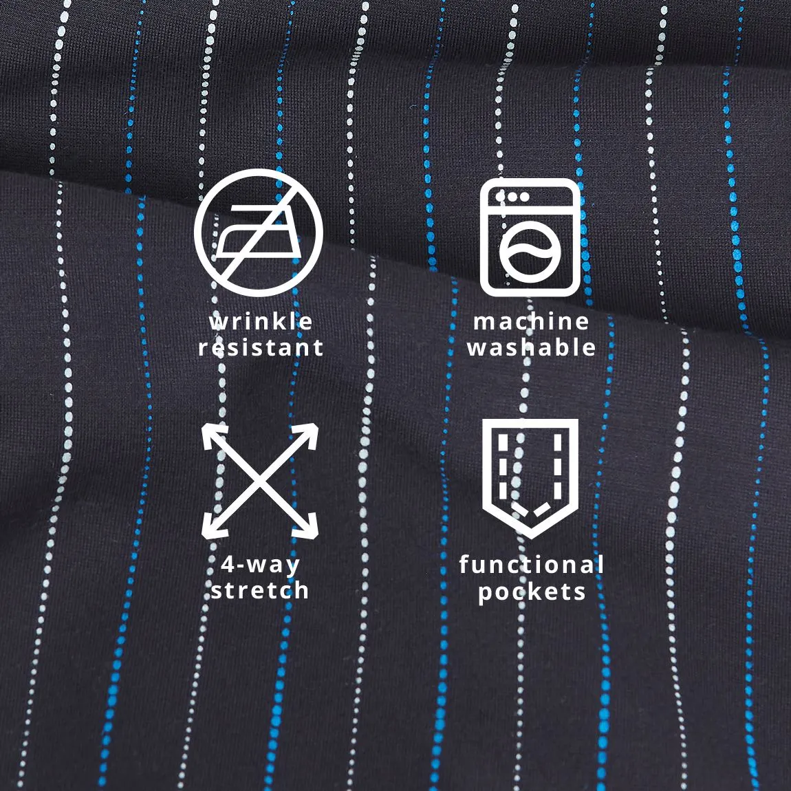 Straight Leg | Two-Pocket Straight-Leg Dress Pant Yoga Pants (Navy Ombre Pinstripe)