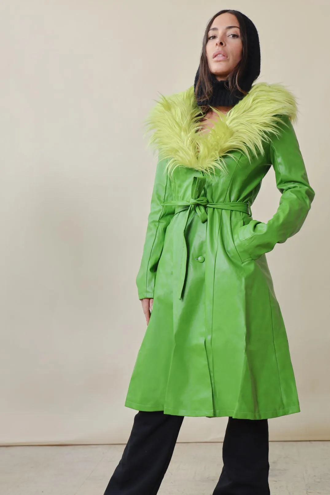 The Nadia Vegan Leather Faux Fur Avocado Mac