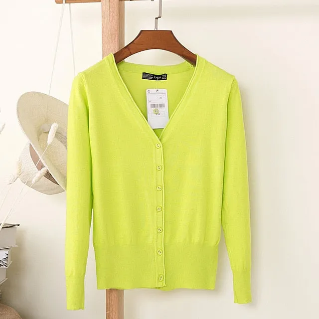 Women Knitted Cardigan Coat Autumn Winter Casual V-Neck Long Sleeve Sweater Pullovers Women Clothes
