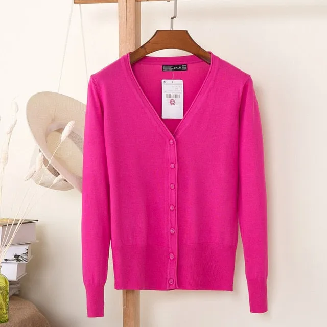 Women Knitted Cardigan Coat Autumn Winter Casual V-Neck Long Sleeve Sweater Pullovers Women Clothes