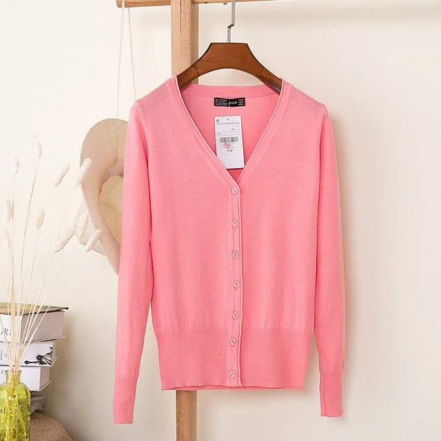 Women Knitted Cardigan Coat Autumn Winter Casual V-Neck Long Sleeve Sweater Pullovers Women Clothes