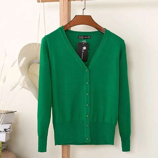 Women Knitted Cardigan Coat Autumn Winter Casual V-Neck Long Sleeve Sweater Pullovers Women Clothes