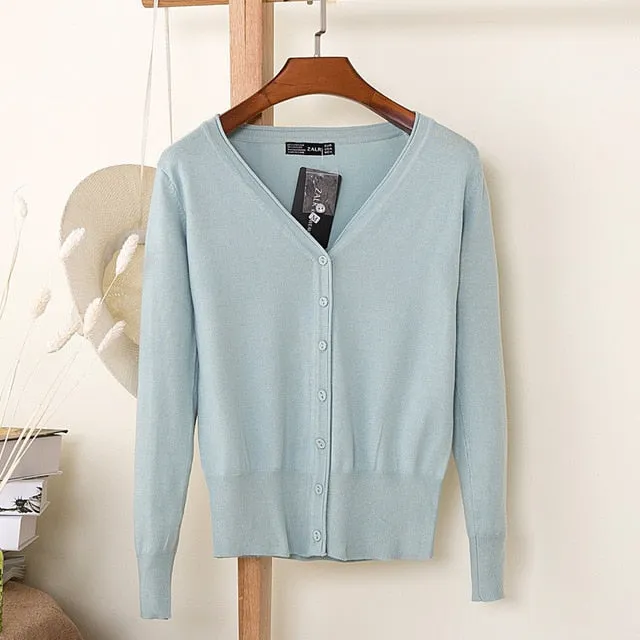 Women Knitted Cardigan Coat Autumn Winter Casual V-Neck Long Sleeve Sweater Pullovers Women Clothes