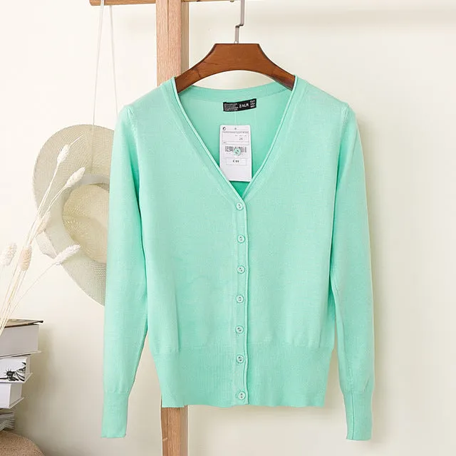 Women Knitted Cardigan Coat Autumn Winter Casual V-Neck Long Sleeve Sweater Pullovers Women Clothes