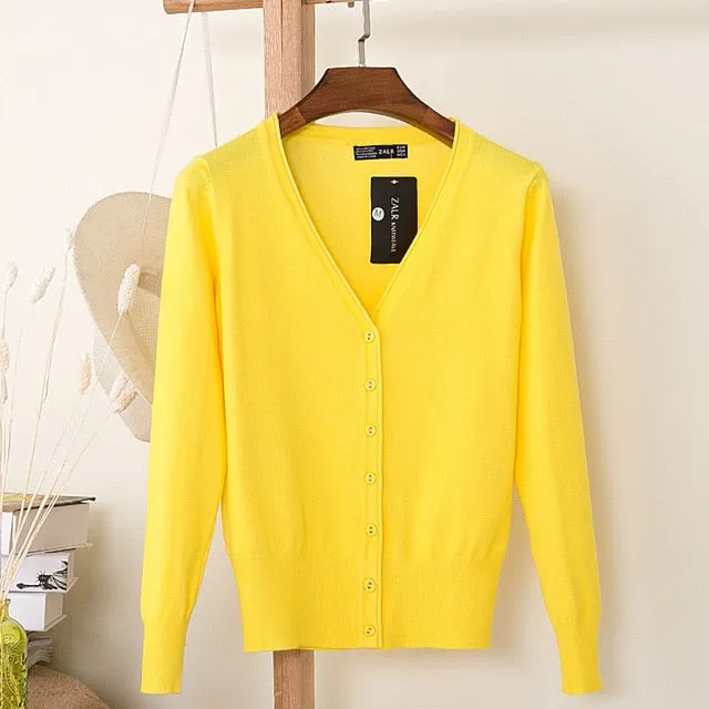 Women Knitted Cardigan Coat Autumn Winter Casual V-Neck Long Sleeve Sweater Pullovers Women Clothes
