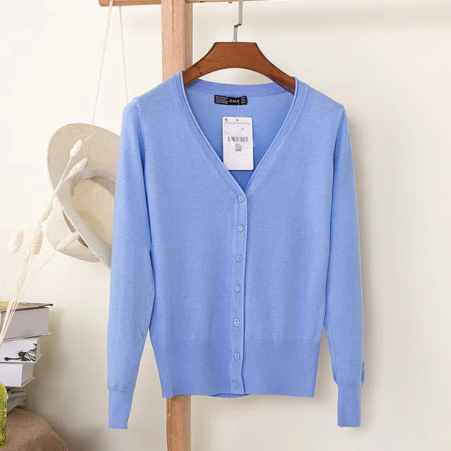 Women Knitted Cardigan Coat Autumn Winter Casual V-Neck Long Sleeve Sweater Pullovers Women Clothes