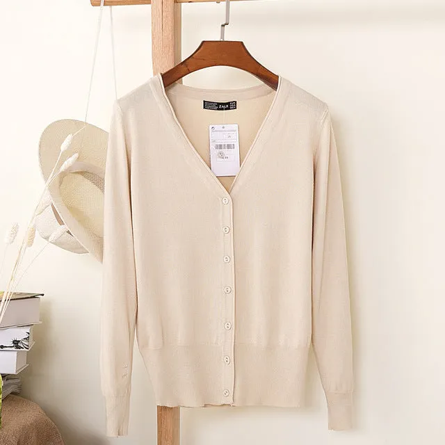 Women Knitted Cardigan Coat Autumn Winter Casual V-Neck Long Sleeve Sweater Pullovers Women Clothes