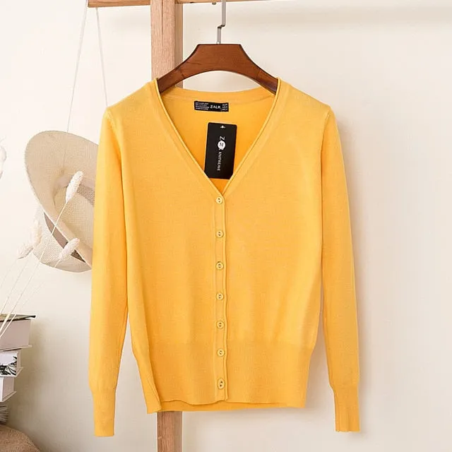 Women Knitted Cardigan Coat Autumn Winter Casual V-Neck Long Sleeve Sweater Pullovers Women Clothes