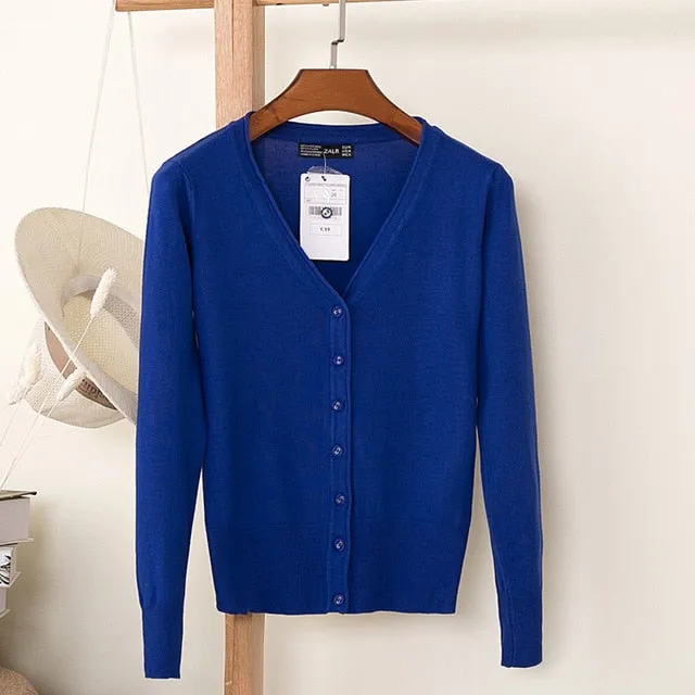 Women Knitted Cardigan Coat Autumn Winter Casual V-Neck Long Sleeve Sweater Pullovers Women Clothes