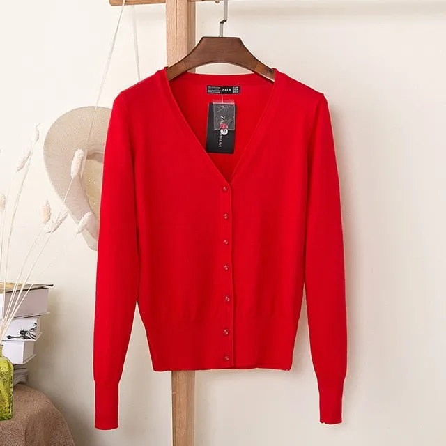 Women Knitted Cardigan Coat Autumn Winter Casual V-Neck Long Sleeve Sweater Pullovers Women Clothes